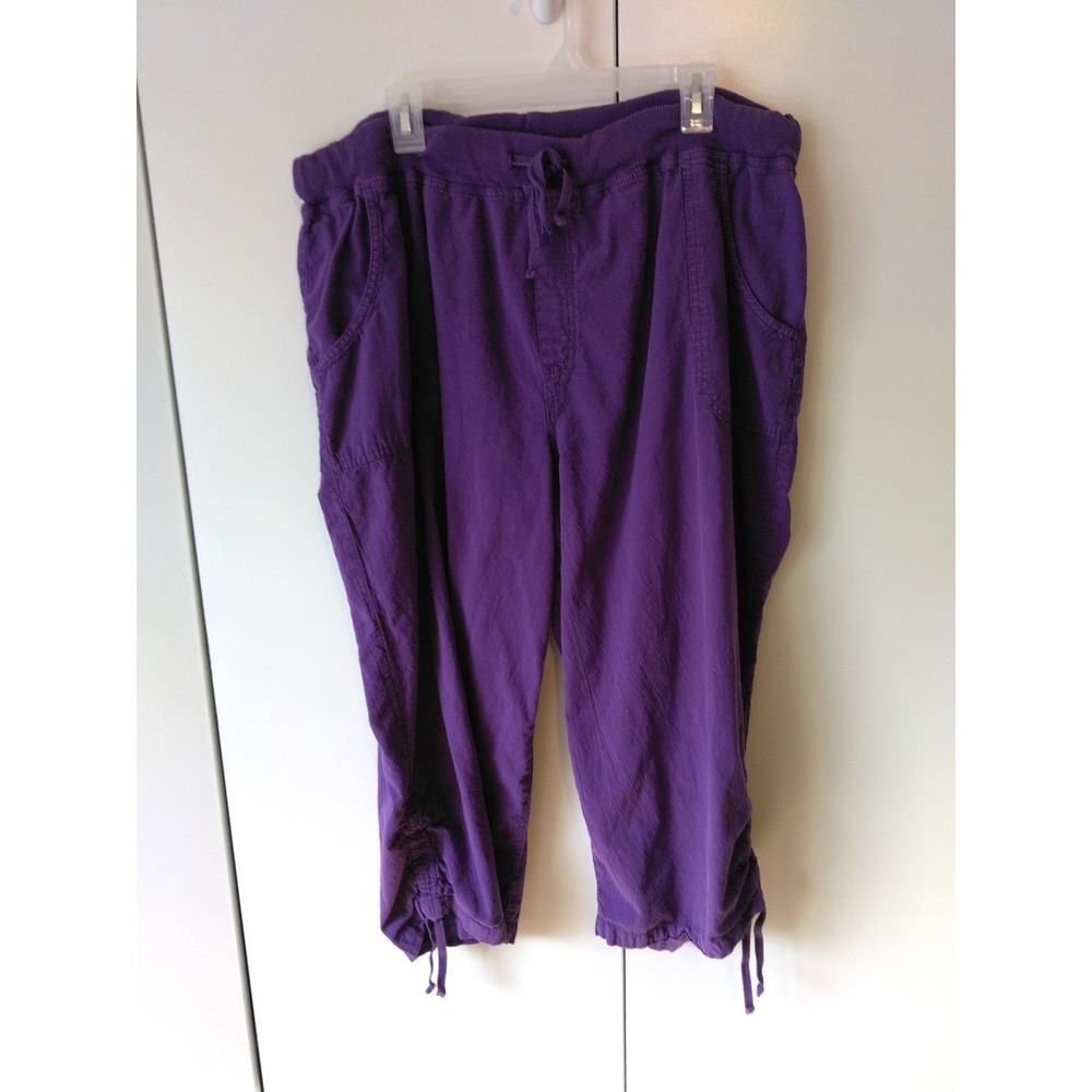Womens Cropped Drawstring Capri Pants Plus Size 3x Cotton Relaxed Fit Pull On